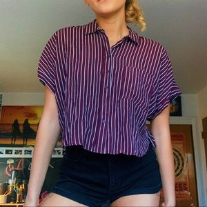 Maroon Stripped Button Up